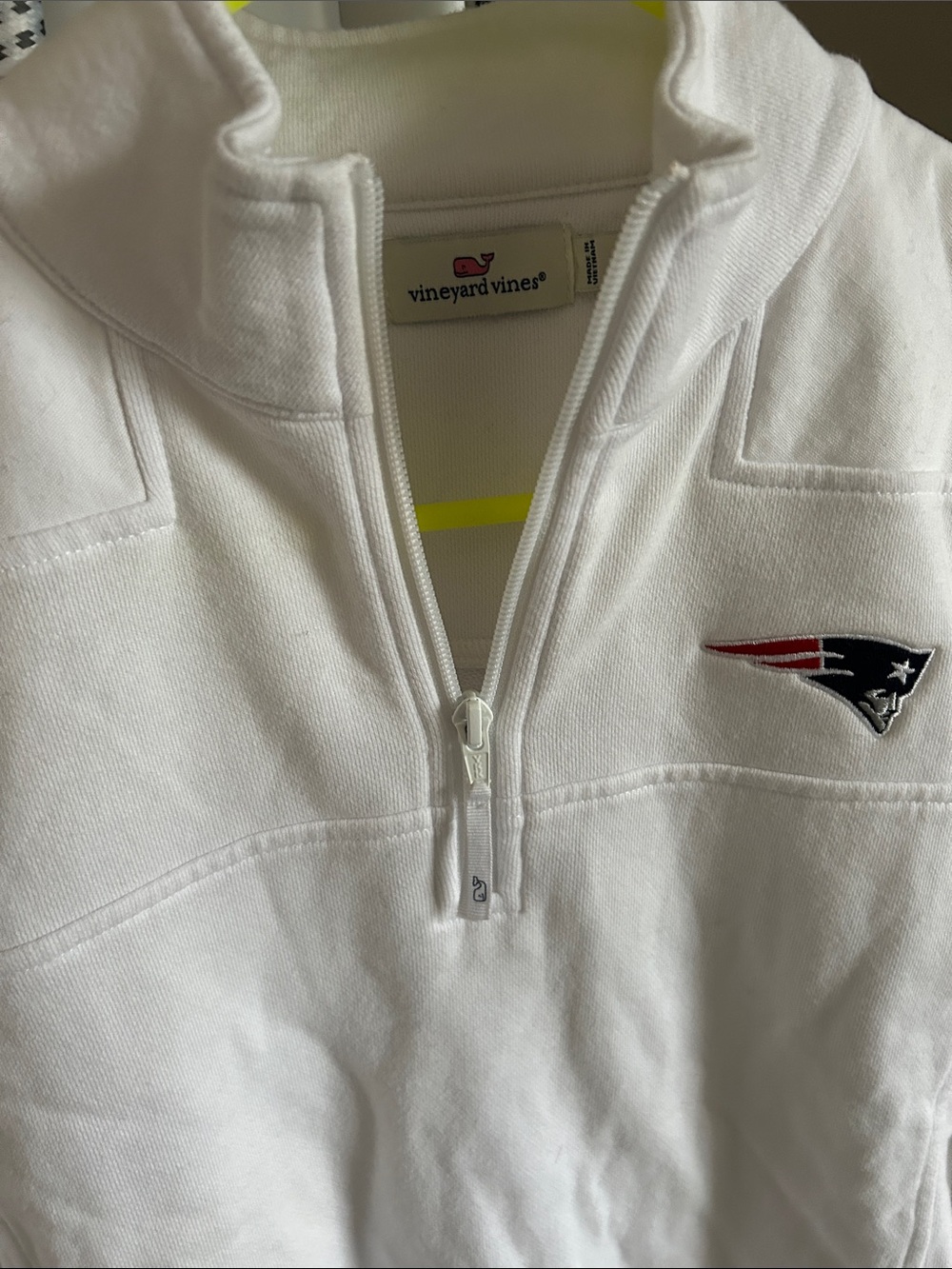 Vineyard Vines Kids White New England Patriots Quarter-Zip Pullover women’s s - Picture 4 of 5